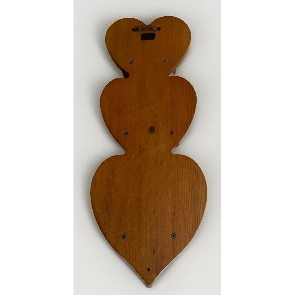 Vintage 3 Tier Wooden Heart Shape Shelf with Peg Cottagecore Grandma Country